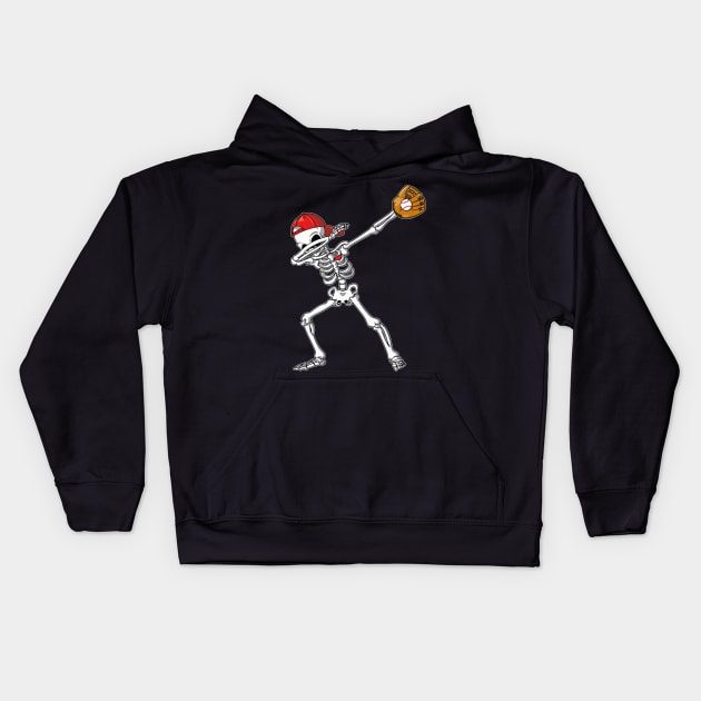 Dabbing Skeleton Baseball Funny Boys Halloween Gift Kids Hoodie by trendingoriginals